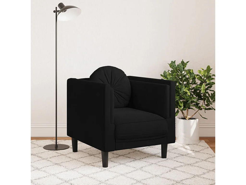 Sillón con cojín terciopelo negro ES322900