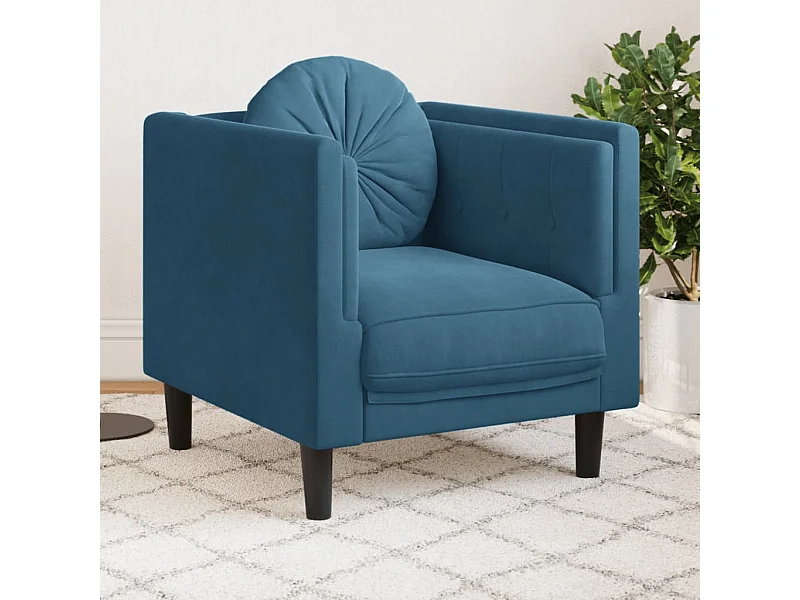 Fauteuil avec coussin bleu velours FR85940