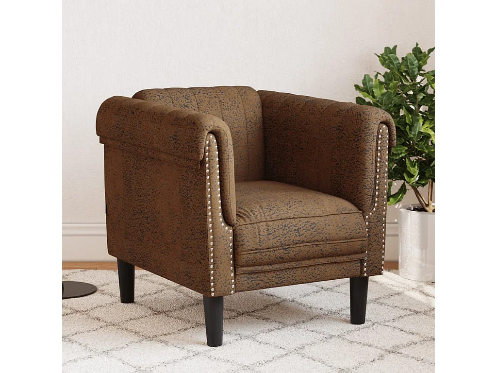 Fauteuil marron velours FR28940