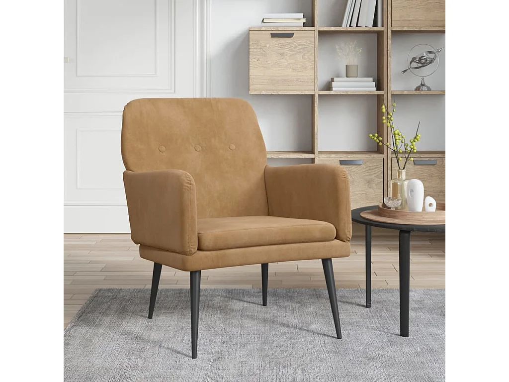 Sillón de terciopelo marrón 62x79x79 cm ES503124