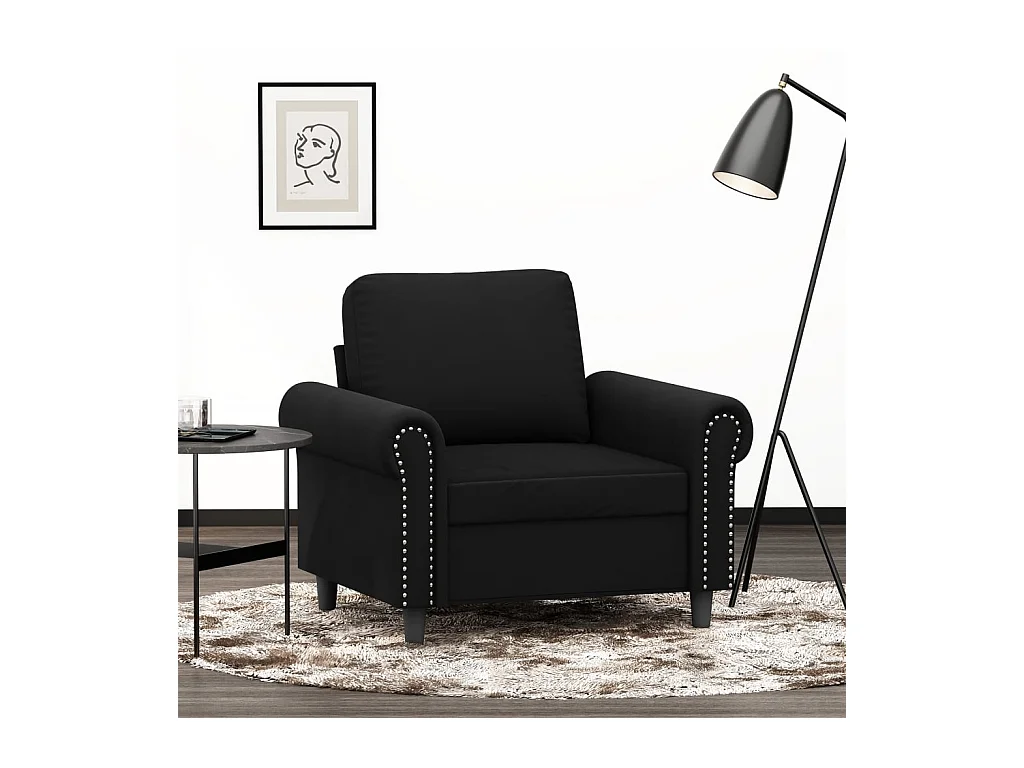 Fauteuil Noir 60 cm Velours FR68339
