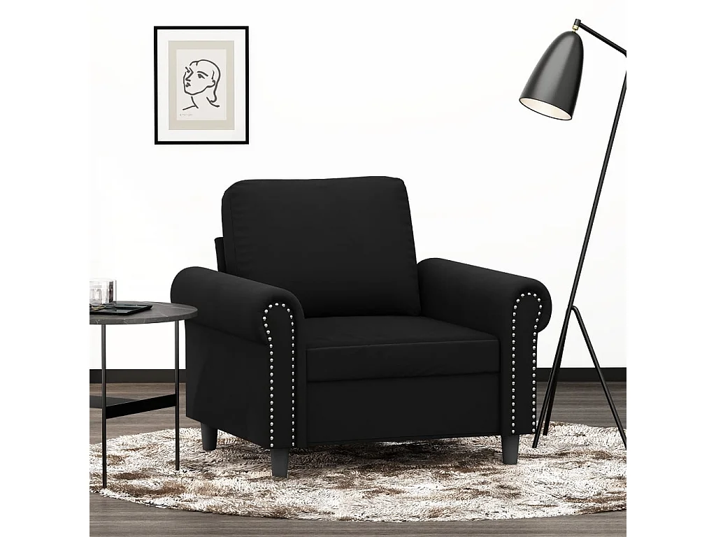 Fauteuil Noir 60 cm Velours FR68339