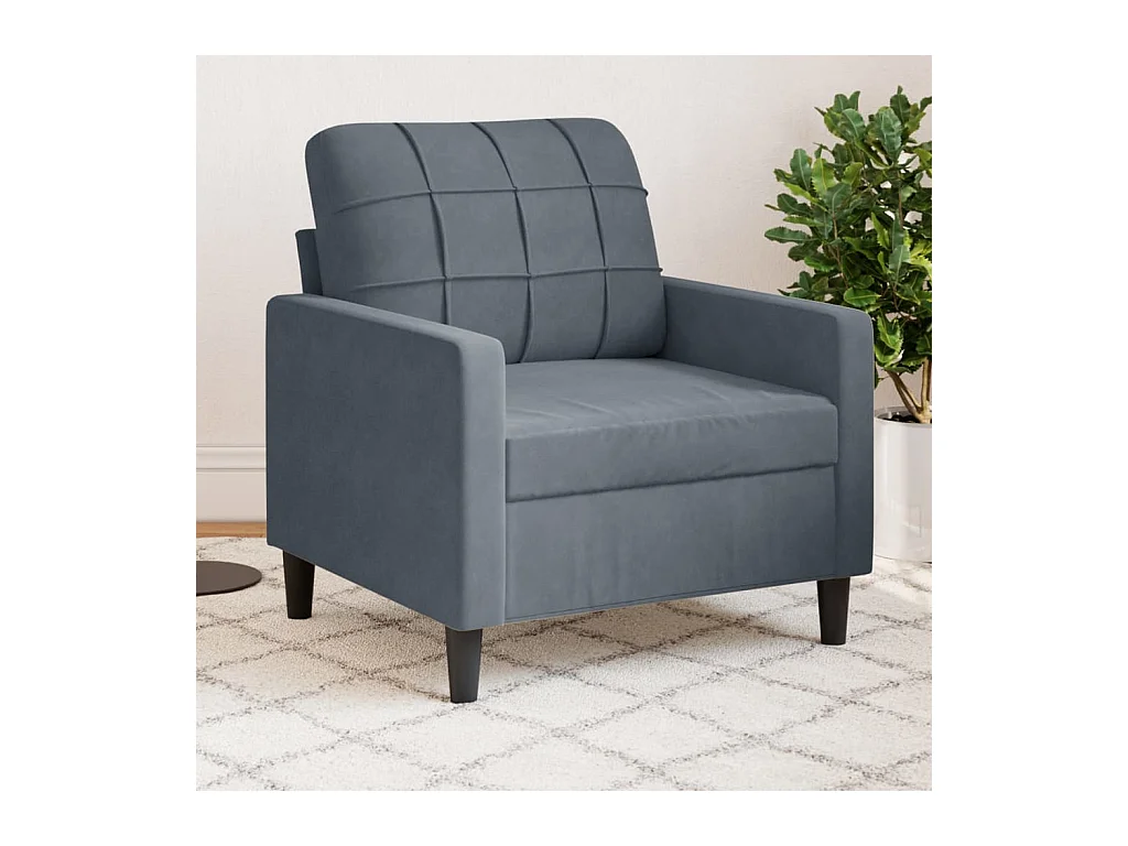 Fauteuil Gris foncé 60 cm Velours FR13617