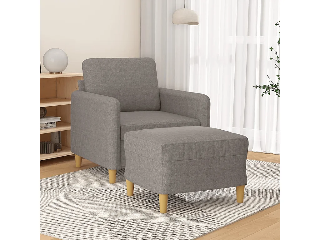 Fauteuil avec repose-pied Taupe 60 cm Tissu FR77959