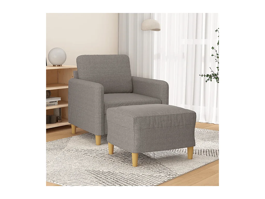 Sillón con taburete tela gris taupe 60 cm ES431026