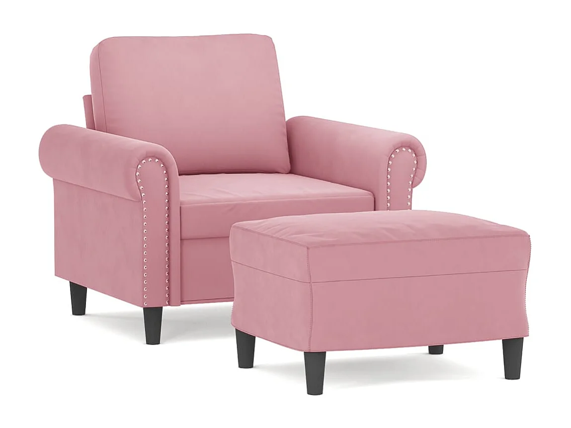 Fauteuil avec repose-pied Rose 60 cm Velours FR44510