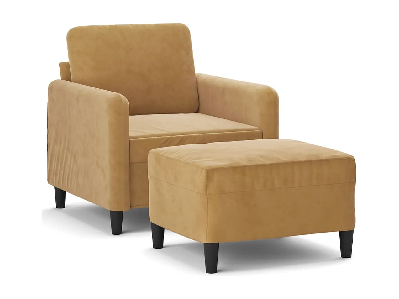 Fauteuil met voetenbank 60 cm fluweel bruin BE678647