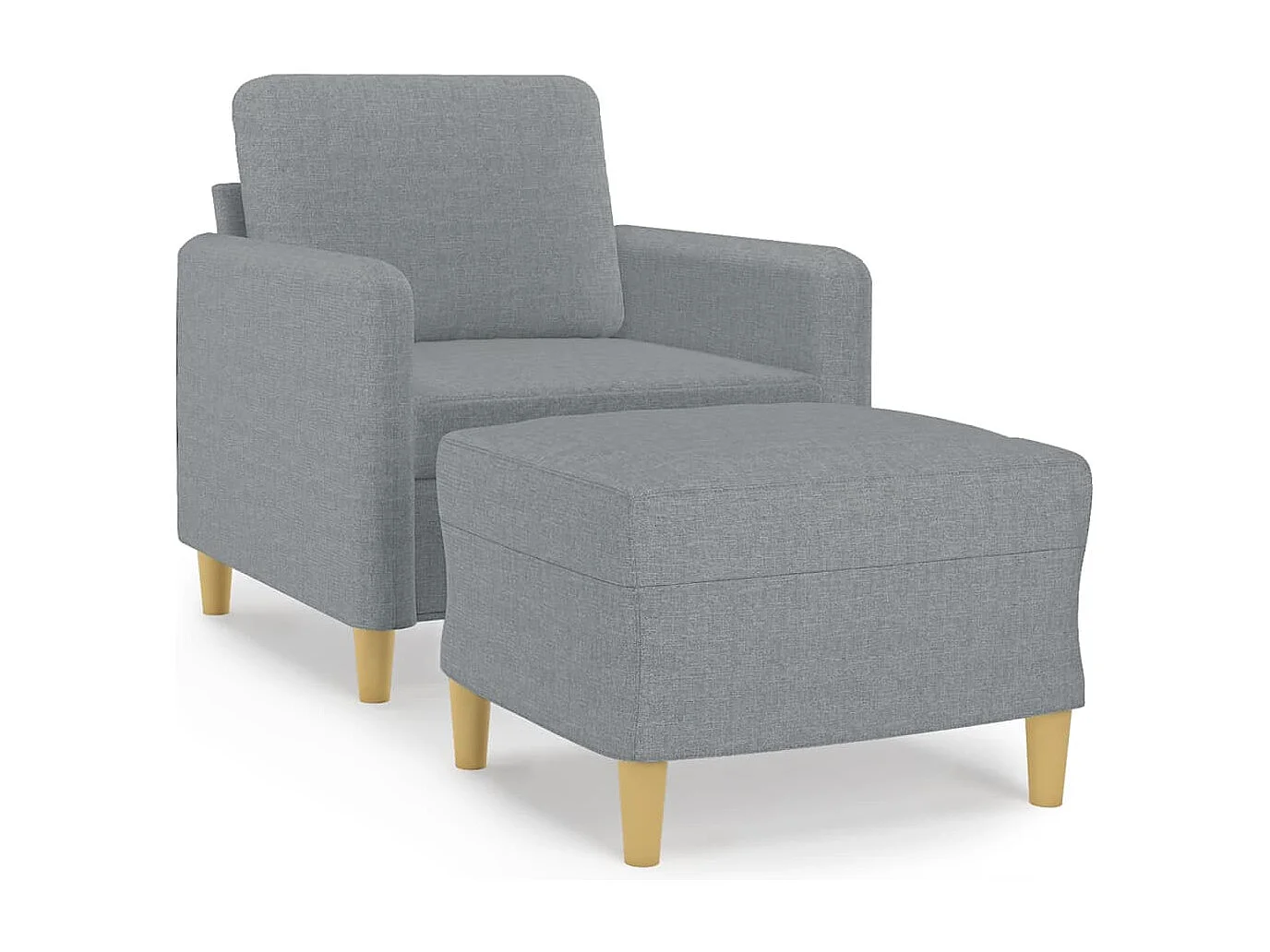 Sillón con taburete tela gris claro 60 cm ES138605