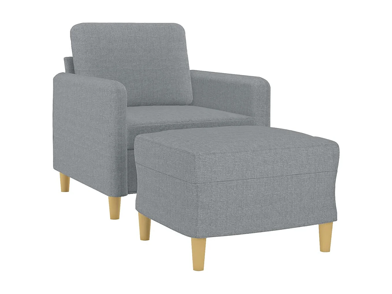 Sillón con taburete tela gris claro 60 cm ES138605