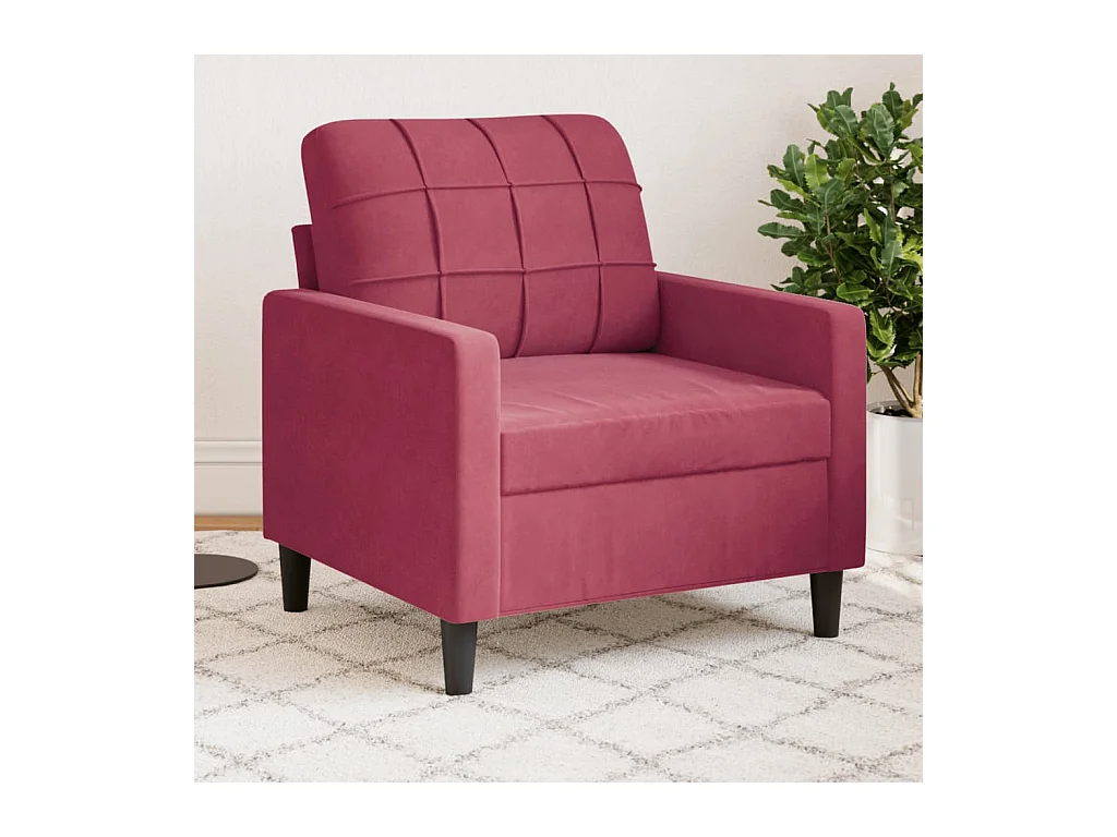 Fauteuil Rouge bordeaux 60 cm Velours FR66810
