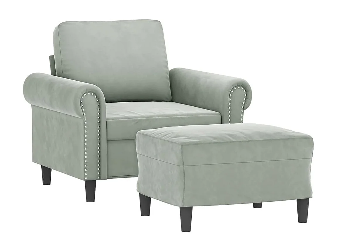 Fauteuil avec repose-pied Gris clair 60 cm Velours FR36062