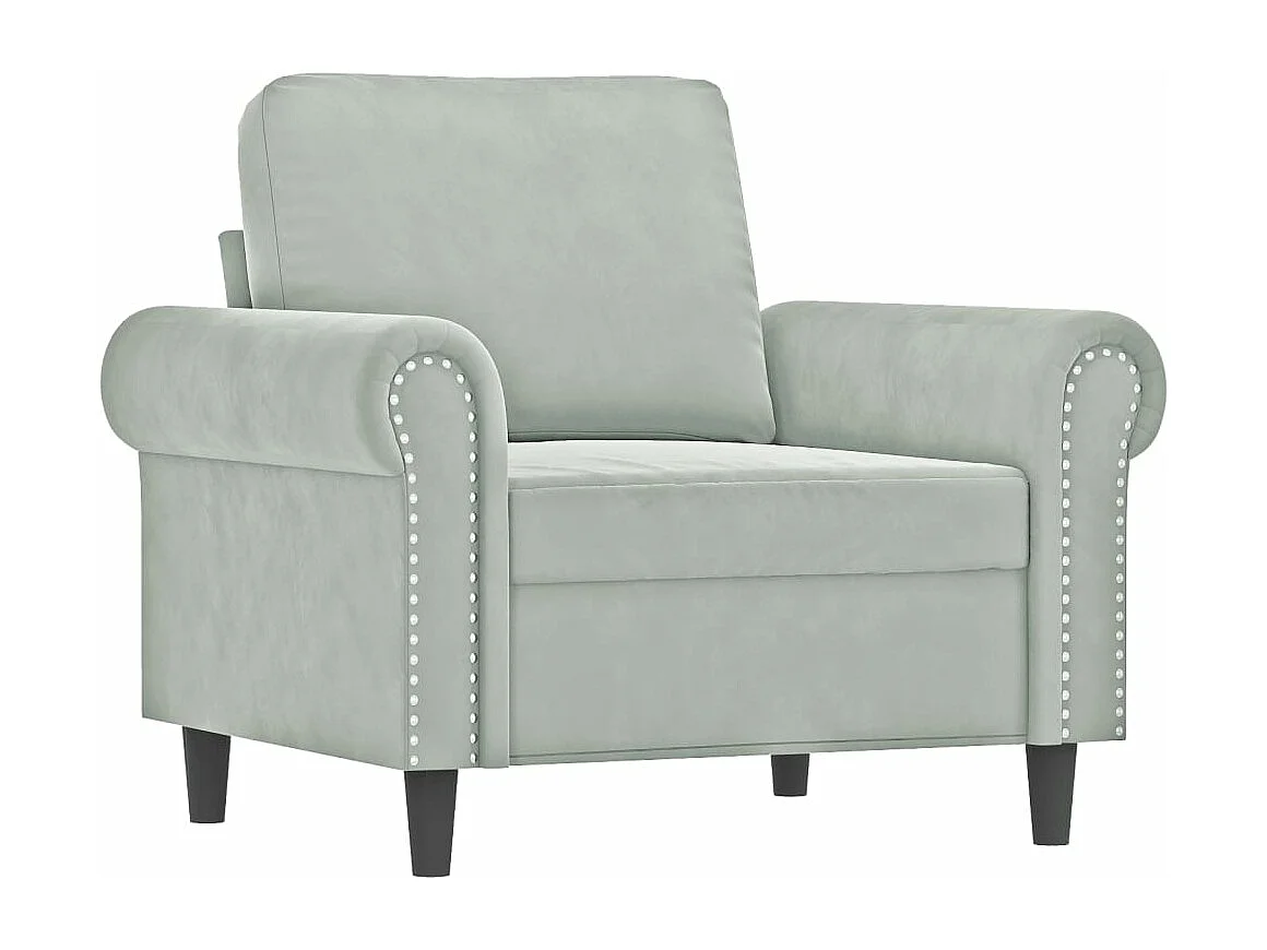 Fauteuil met voetenbank 60 cm fluweel lichtgrijs BE183735