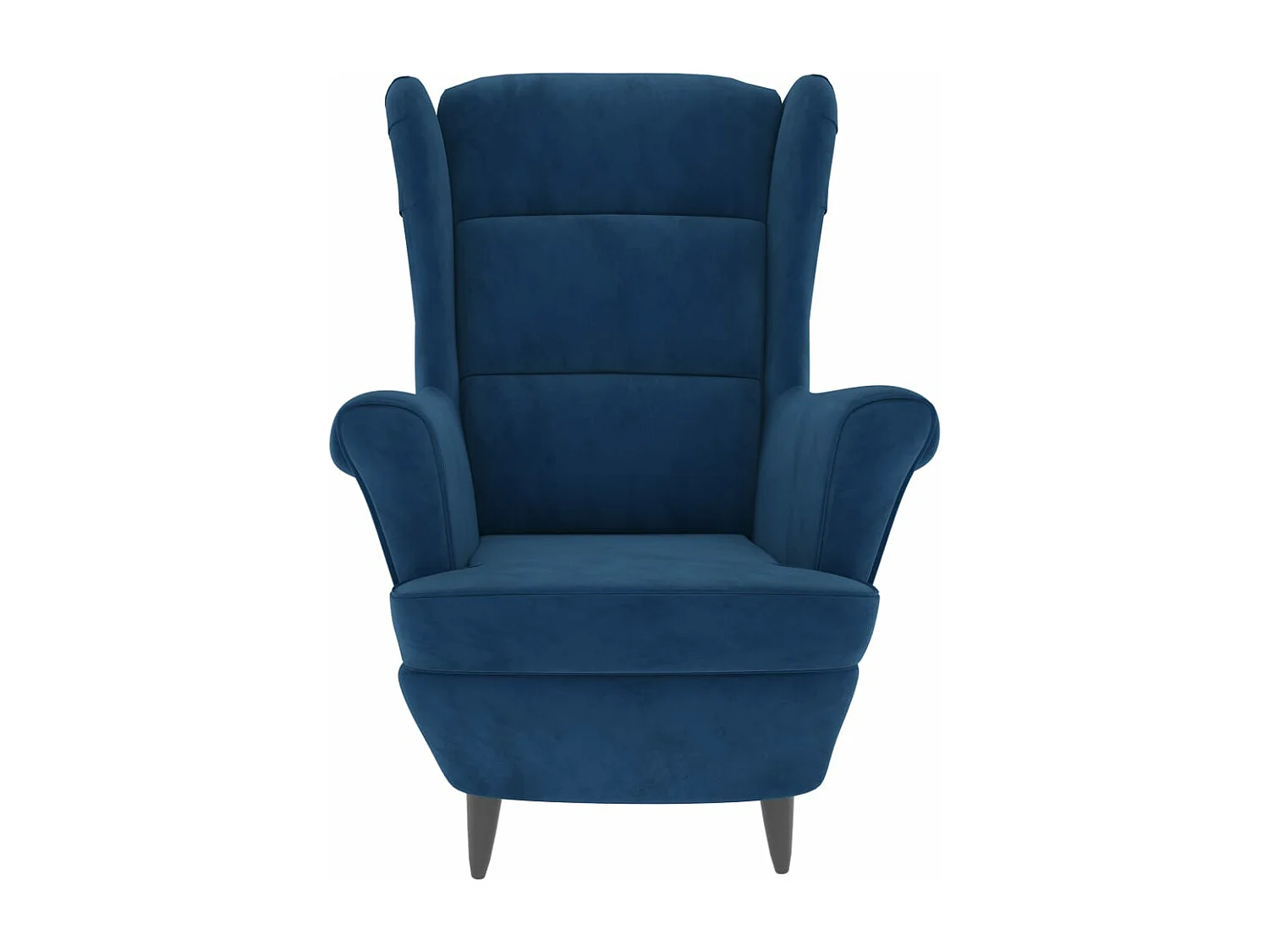 Fauteuil à oreilles avec tabouret bleu velours FR18466