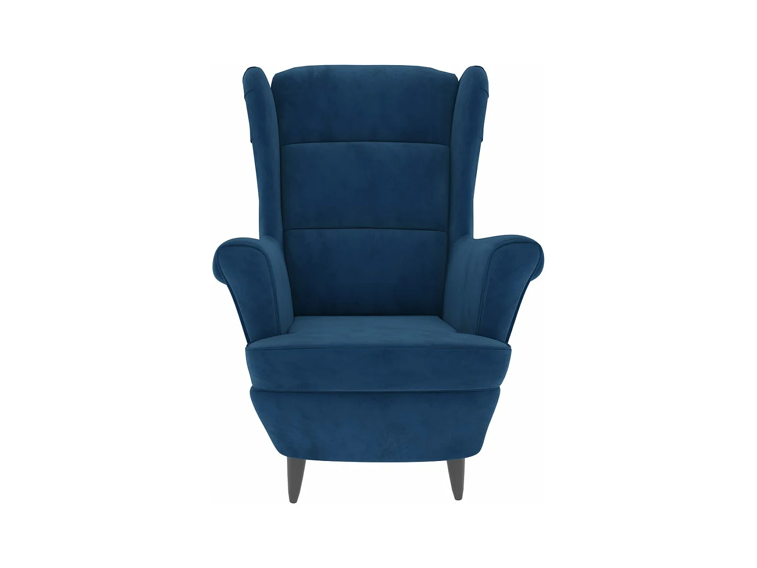 Fauteuil à oreilles avec tabouret bleu velours FR18466