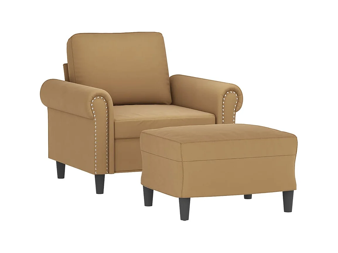 Sillón con taburete terciopelo marrón 60 cm ES616449