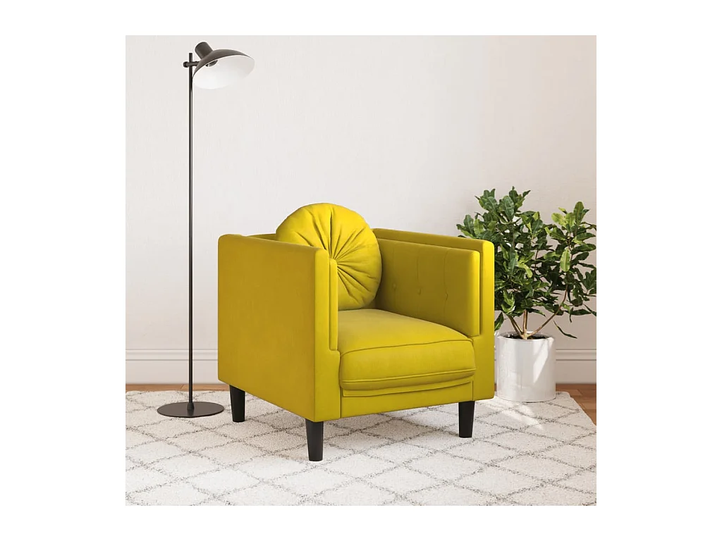 Fauteuil avec coussin jaune velours FR80388