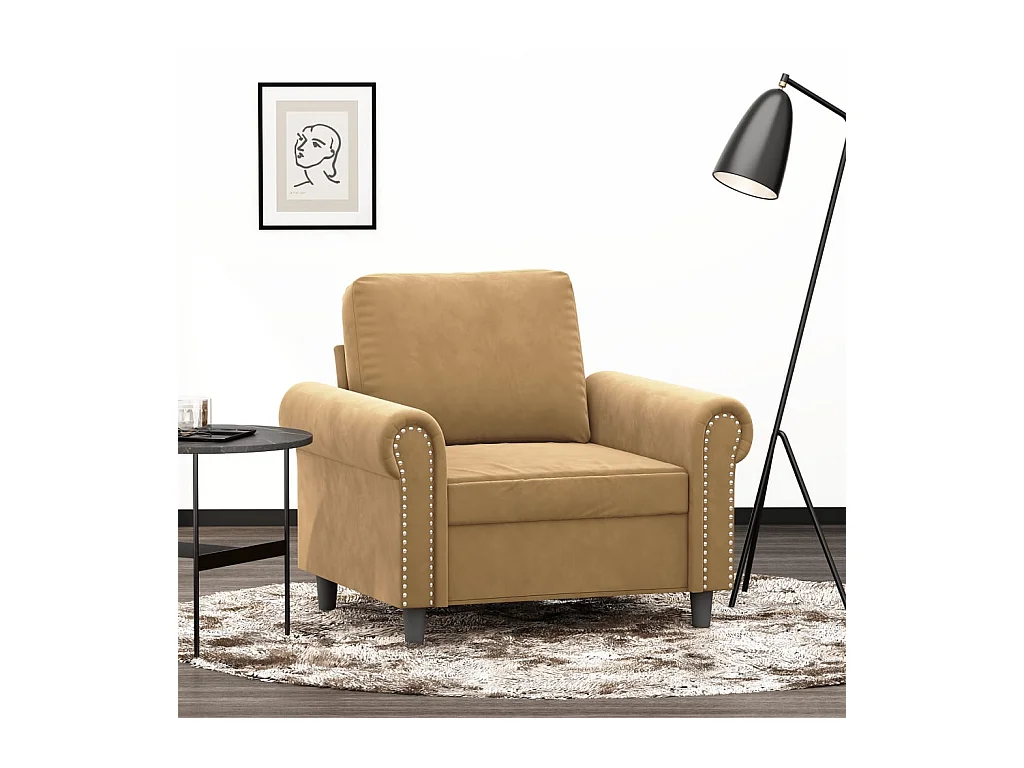 Fauteuil Marron 60 cm Velours FR22286