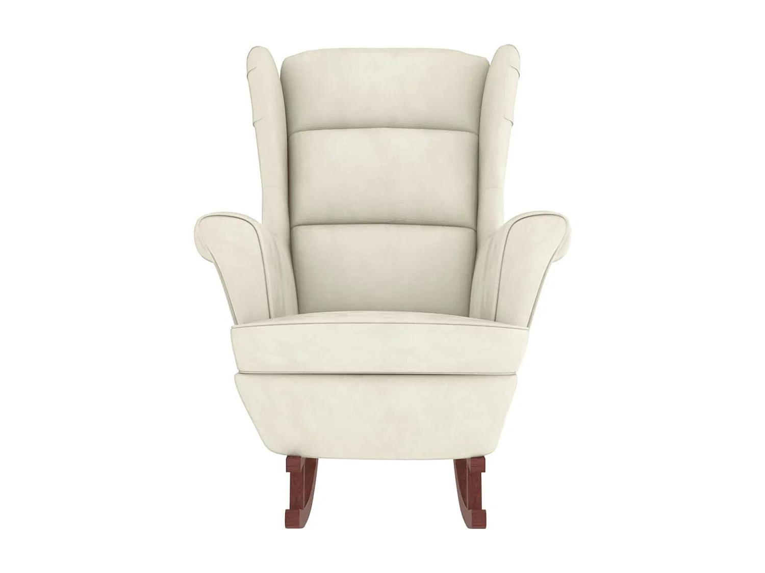 Fauteuil à bascule pieds en bois massif d'hévéa Crème Velours FR97036