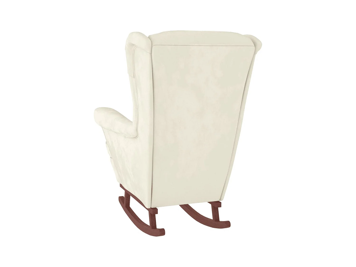 Fauteuil à bascule pieds en bois massif d'hévéa Crème Velours FR97036