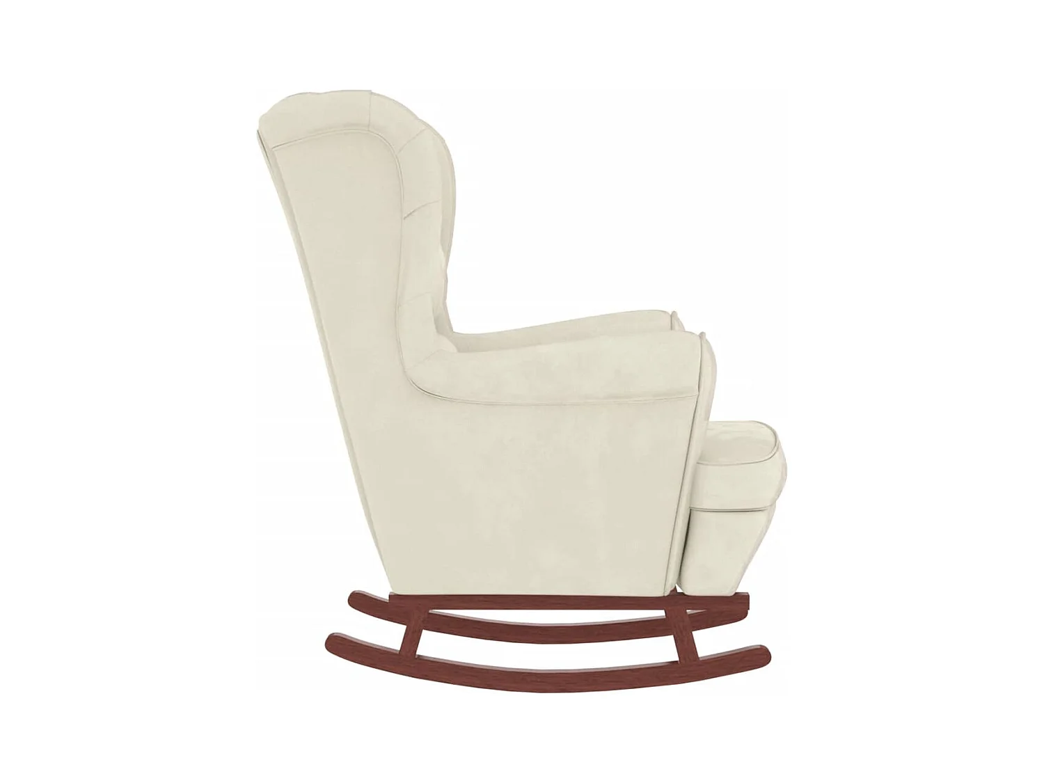 Fauteuil à bascule pieds en bois massif d'hévéa Crème Velours FR97036
