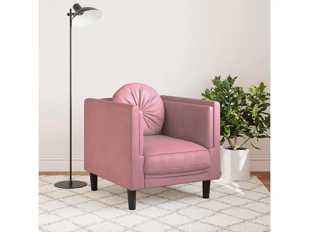 Fauteuil avec coussin rose velours FR69023