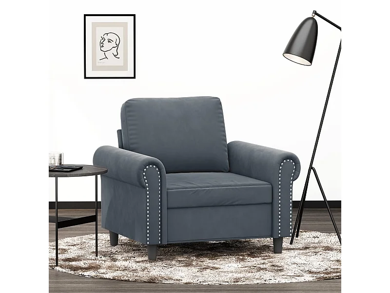 Fauteuil Gris foncé 60 cm Velours FR56008