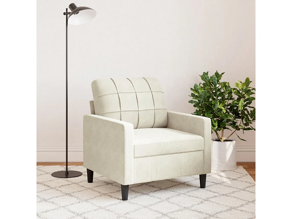 Fauteuil Crème 60 cm Velours FR12871