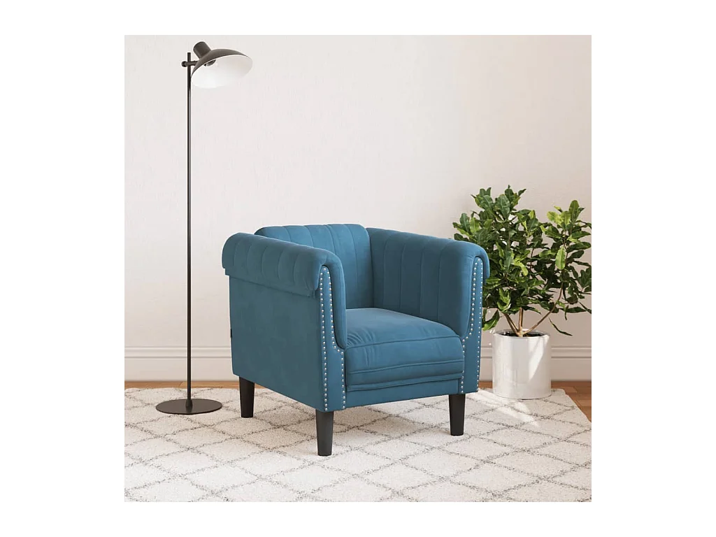 Fauteuil bleu velours FR35051