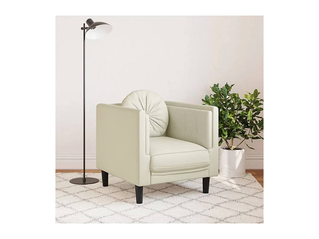 Fauteuil avec coussin crème velours FR21353