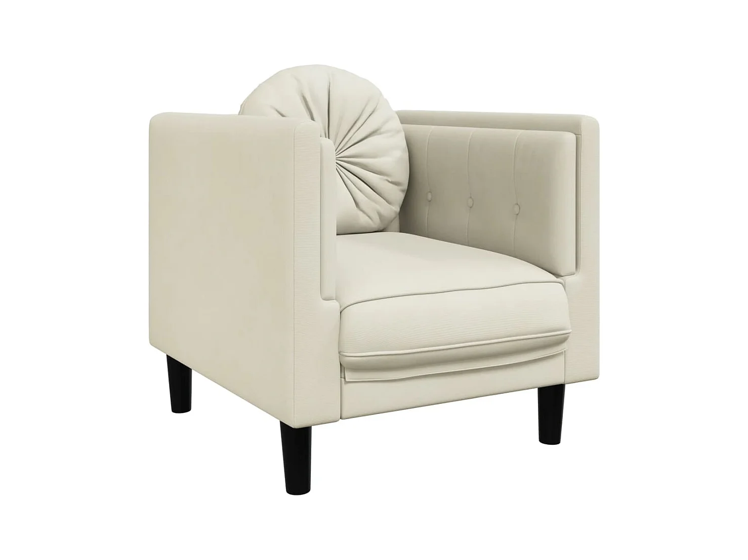 Fauteuil avec coussin crème velours FR21353