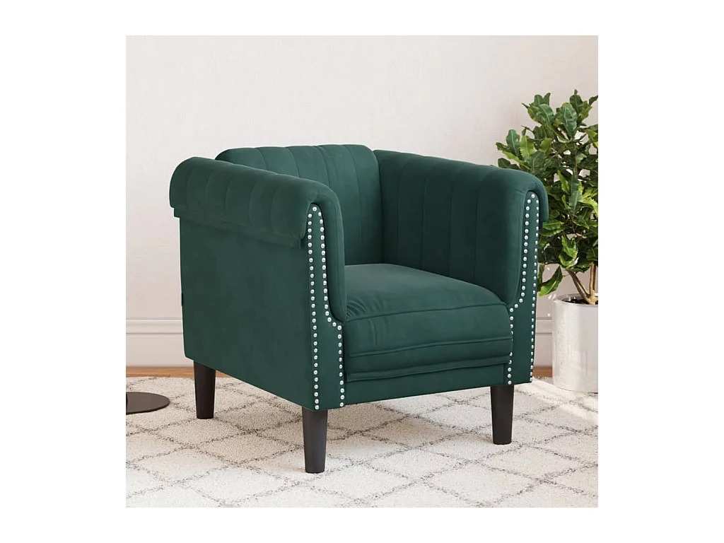 Fauteuil vert foncé velours FR20274
