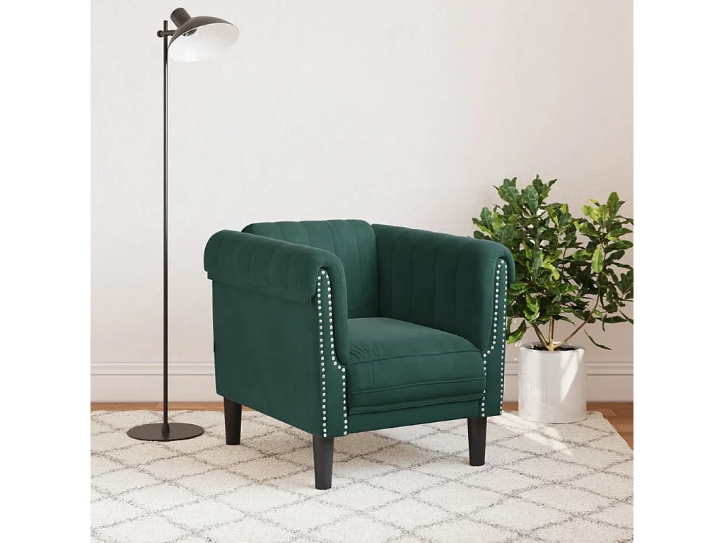 Fauteuil vert foncé velours FR20274