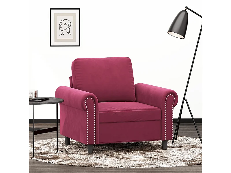 Fauteuil Rouge bordeaux 60 cm Velours FR73913