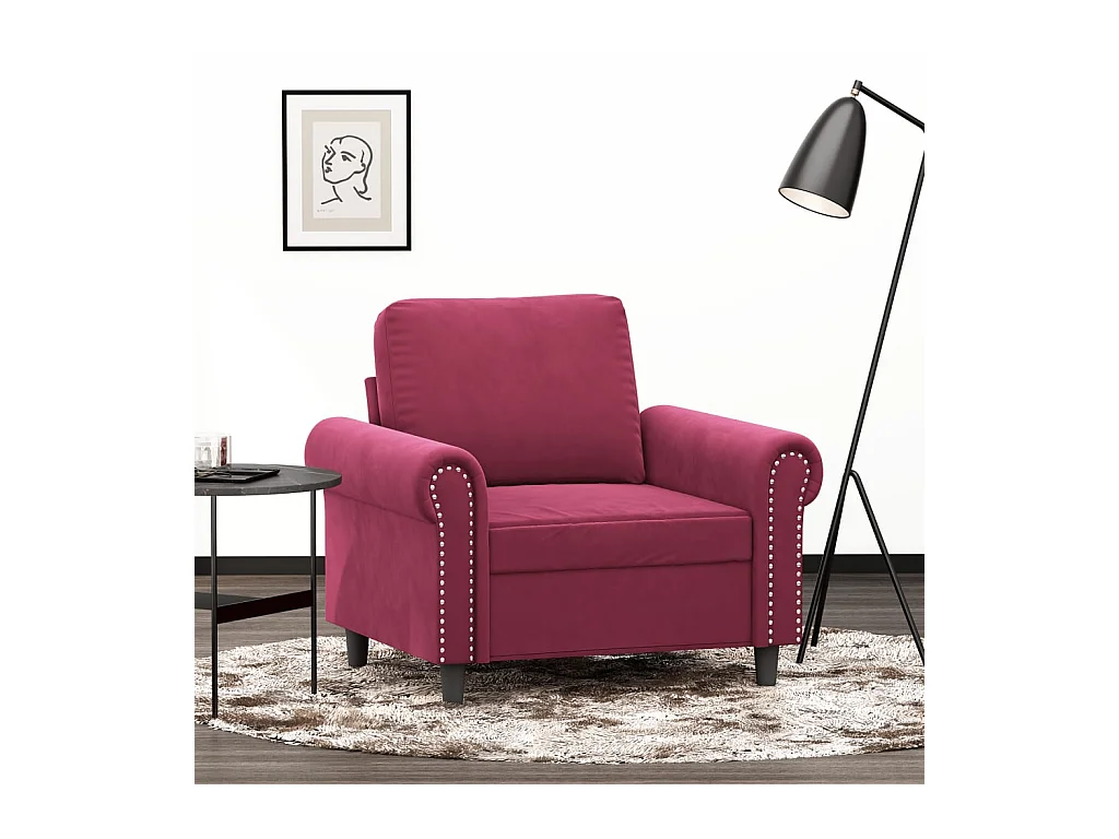 Fauteuil Rouge bordeaux 60 cm Velours FR73913