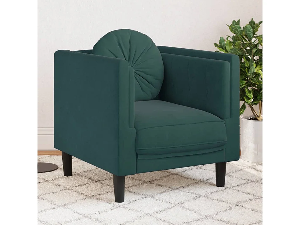 Fauteuil avec coussin vert foncé velours FR20188