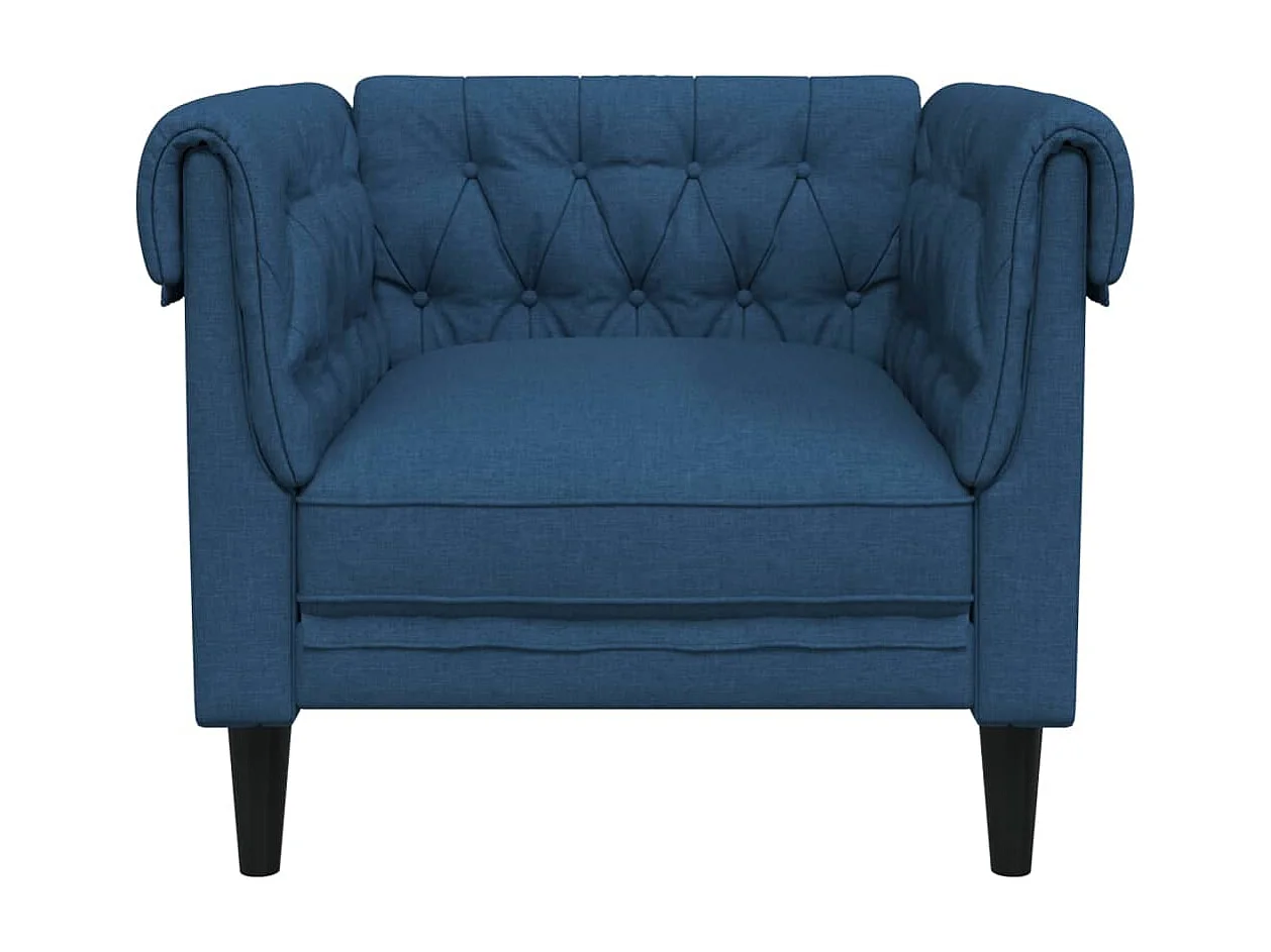 Fauteuil Chesterfield bleu tissu FR73058