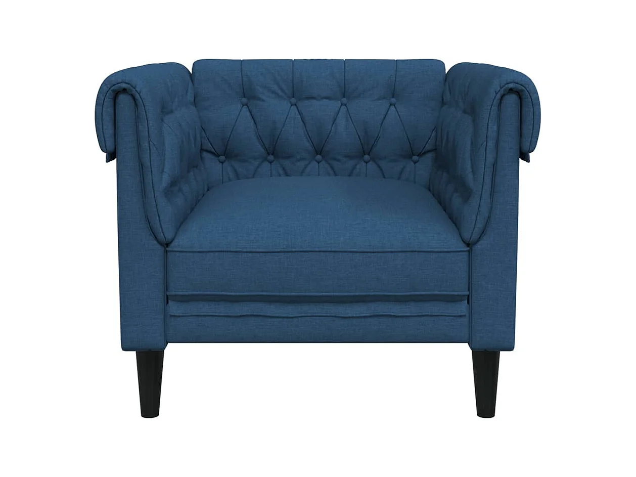 Fauteuil Chesterfield bleu tissu FR73058