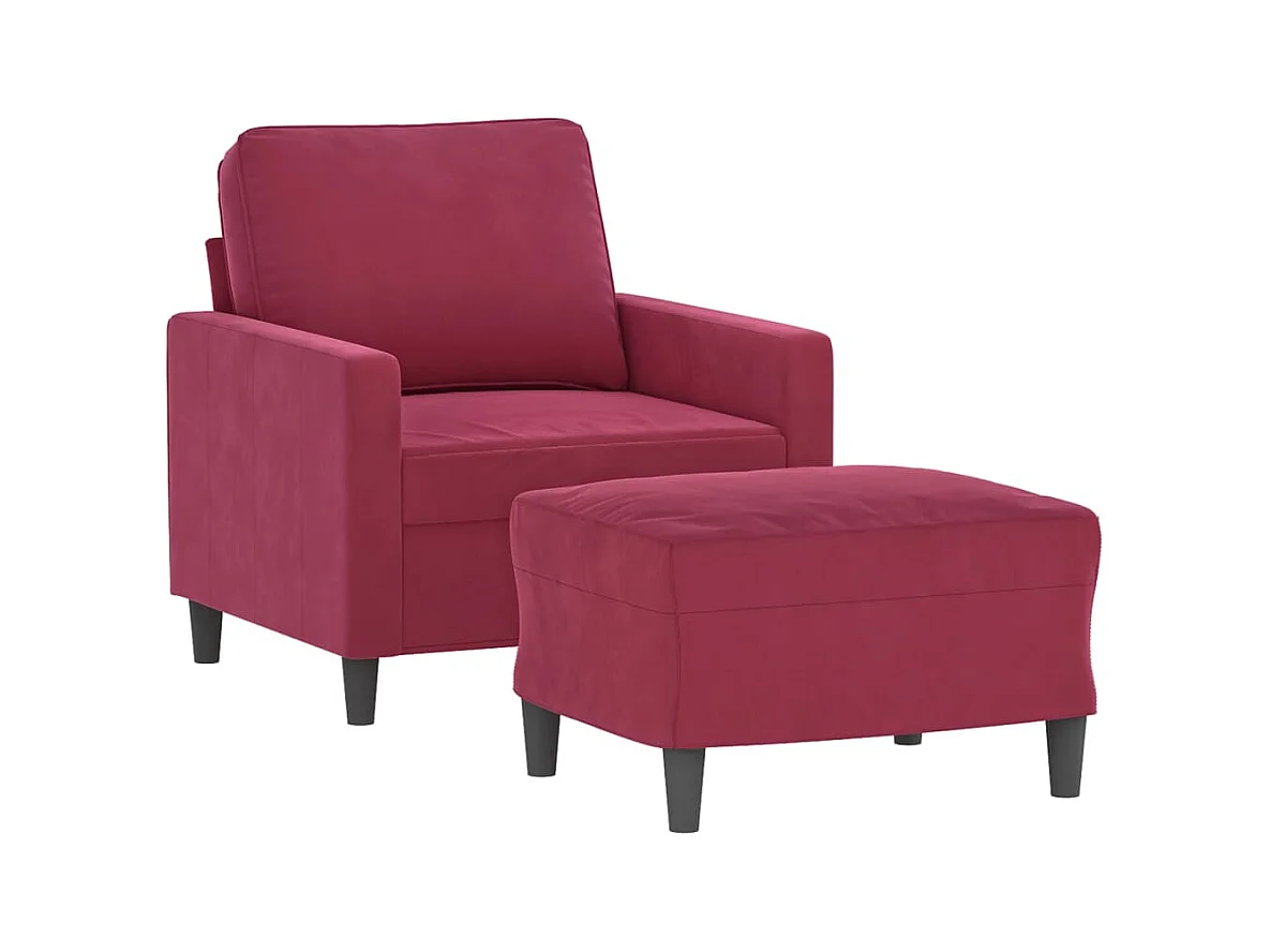 Fauteuil avec repose-pied Rouge bordeaux 60 cm Velours FR59512
