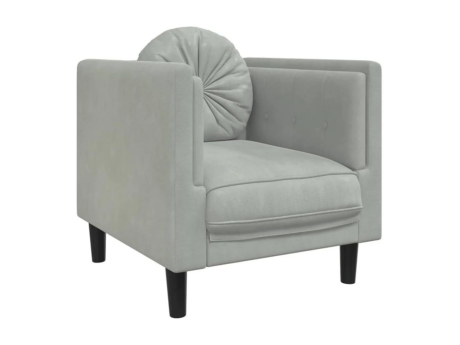Fauteuil met kussen fluweel lichtgrijs BE259481