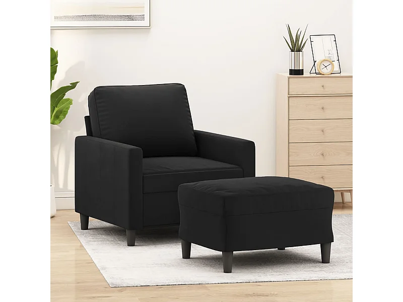 Fauteuil avec repose-pied Noir 60 cm Velours FR72072