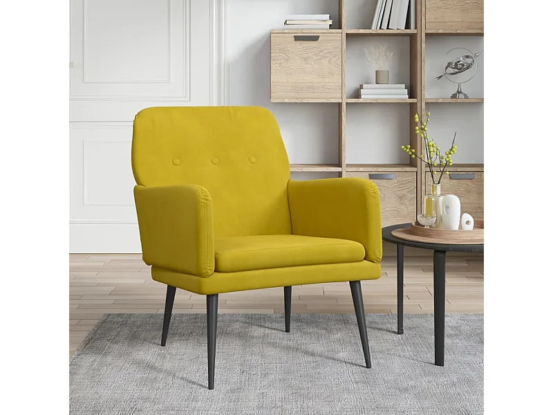 Sillón de terciopelo amarillo 62x79x79 cm ES412088