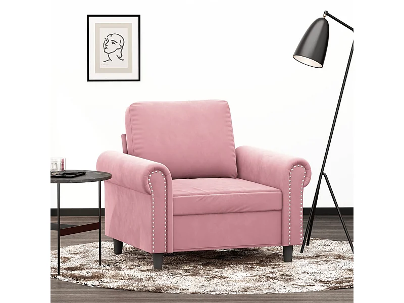 Fauteuil 60 cm fluweel roze BE952080