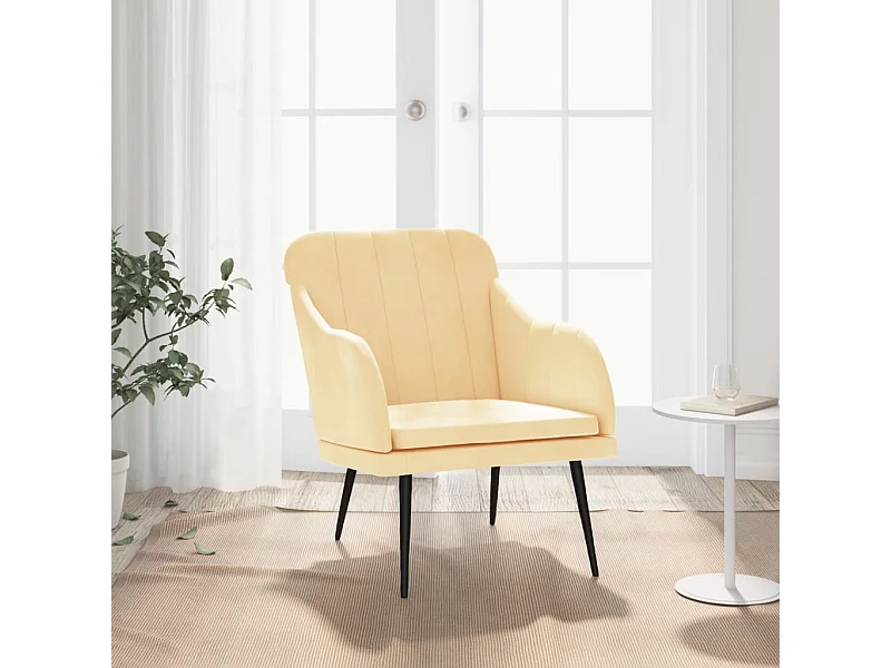 Fauteuil Crème 63x76x80 cm Velours FR39079