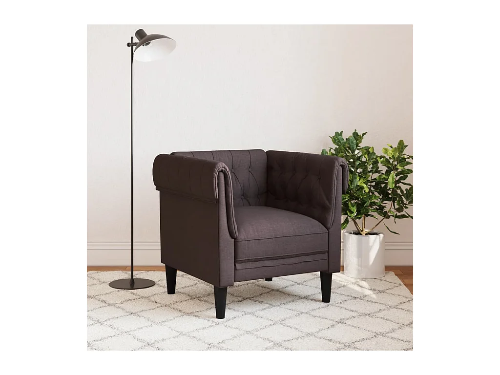 Fauteuil Chesterfield marron foncé tissu FR92303