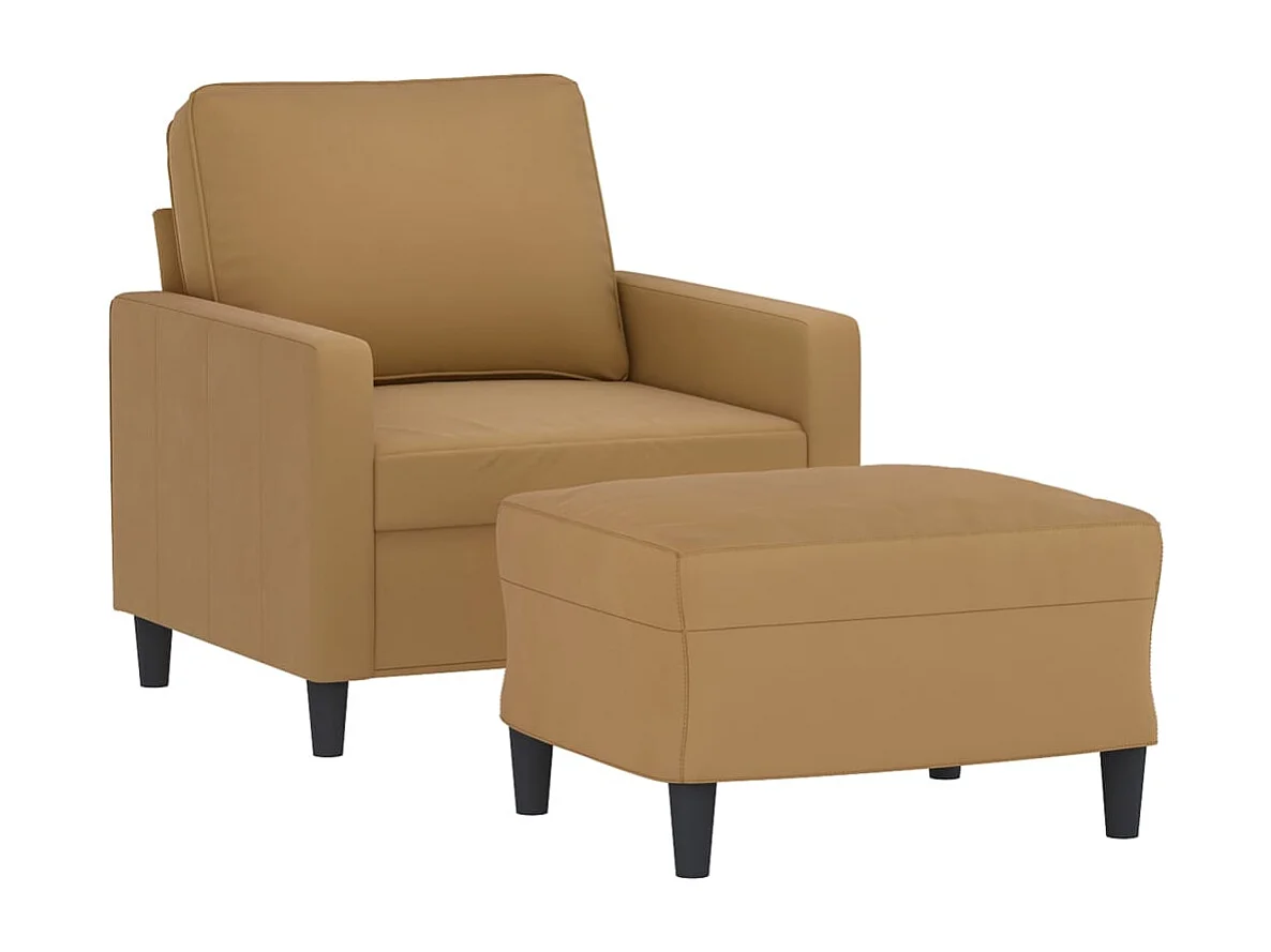 Fauteuil met voetenbank 60 cm fluweel bruin BE406096