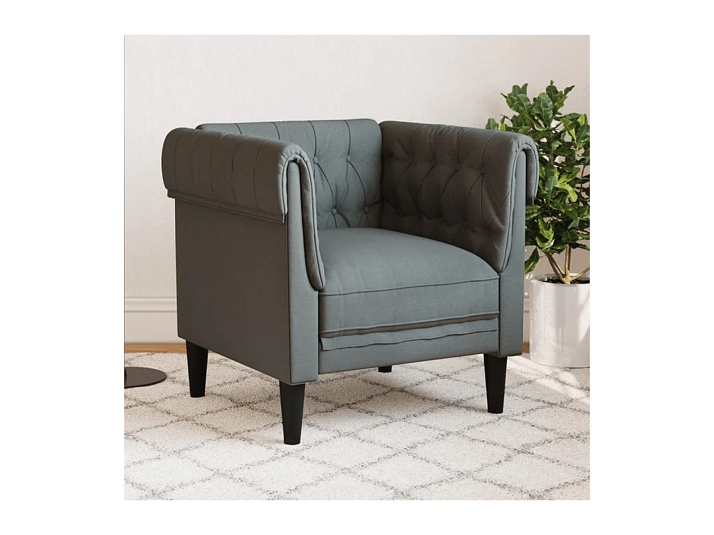 Fauteuil Chesterfield gris foncé tissu FR56511