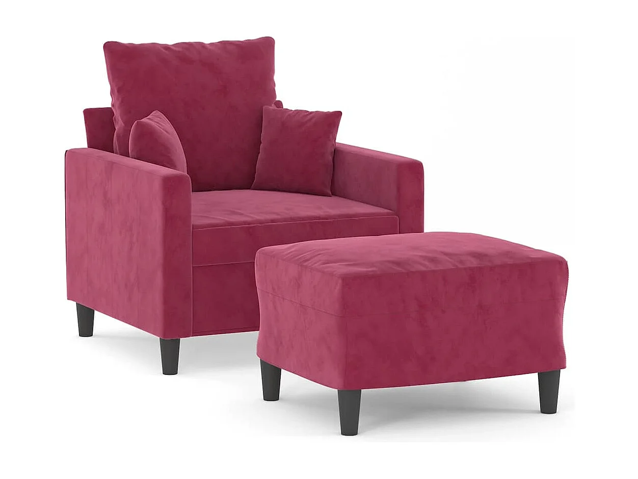 Fauteuil avec repose-pied Rouge bordeaux 60 cm Velours FR53775
