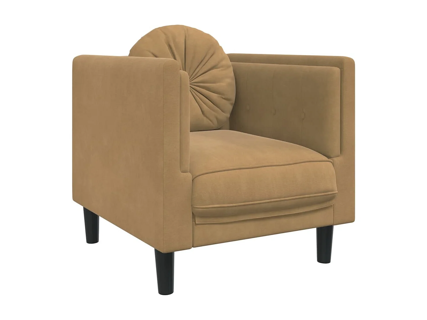 Poltrona com almofadão camurça artificial castanho PT709496