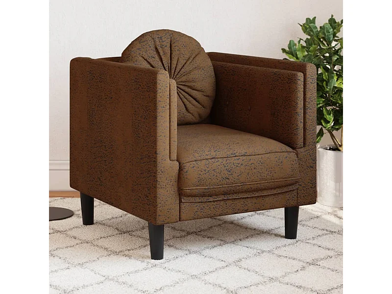 Fauteuil avec coussin marron velours FR15502