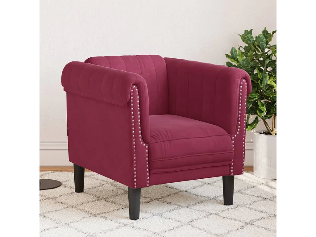 Fauteuil rouge bordeaux velours FR82430